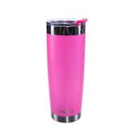 Drinco - Vacuum Insulated Stainless Steel Travel Coffee Tumbler Mug Cup Pint With Spill Proof Flip Lid For Hot & Cold Drink Fits Straw BPA Free 20oz, Pink